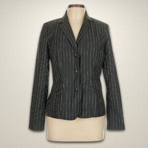 Anne Klein 3 Piece Pinstripe Suit Set Blazer Pants Skirt Black White Women 10